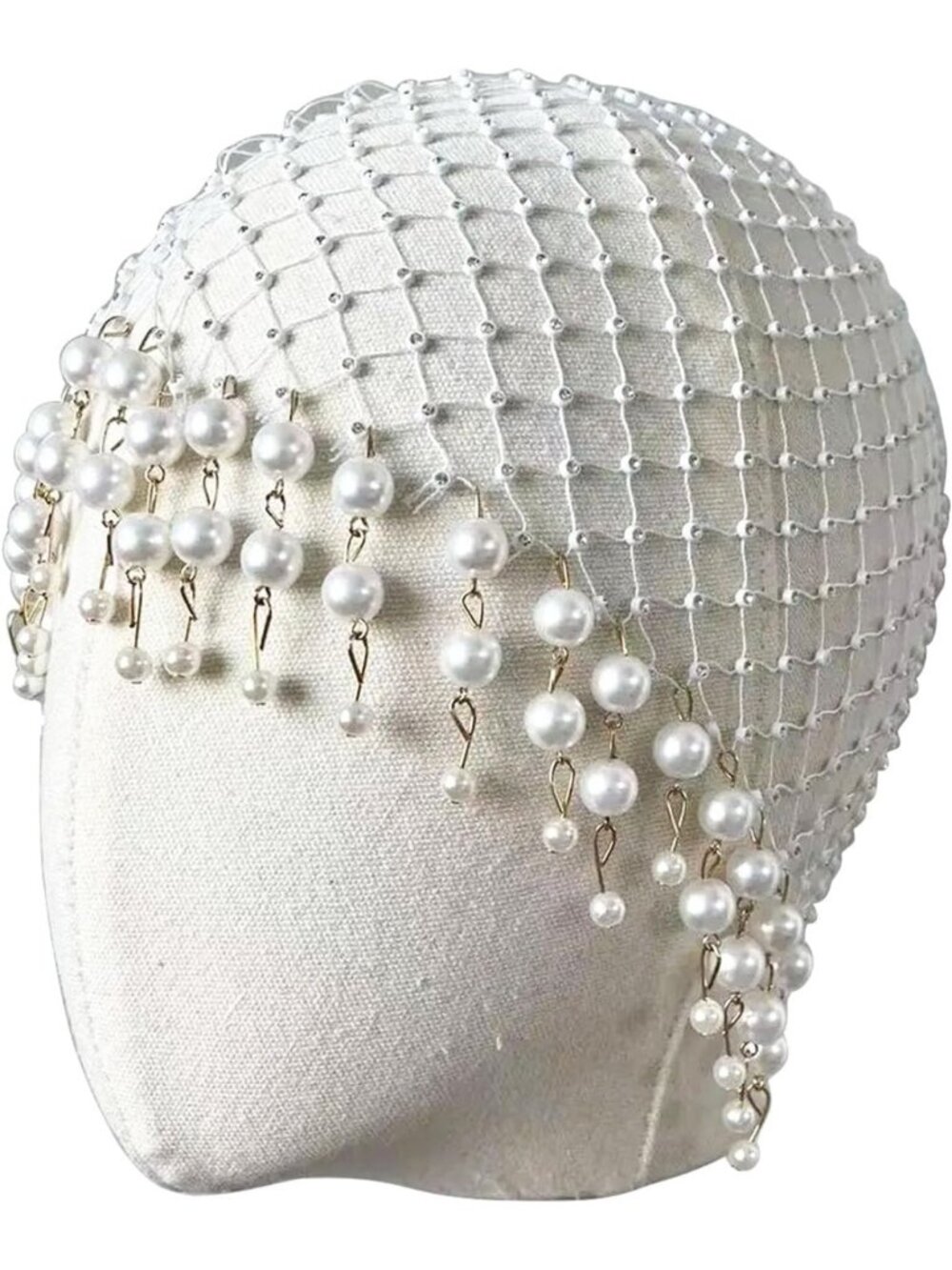 Elegant Wedding Cap Headpiece with Pearls & Tassels | Vintage Flapper Hair